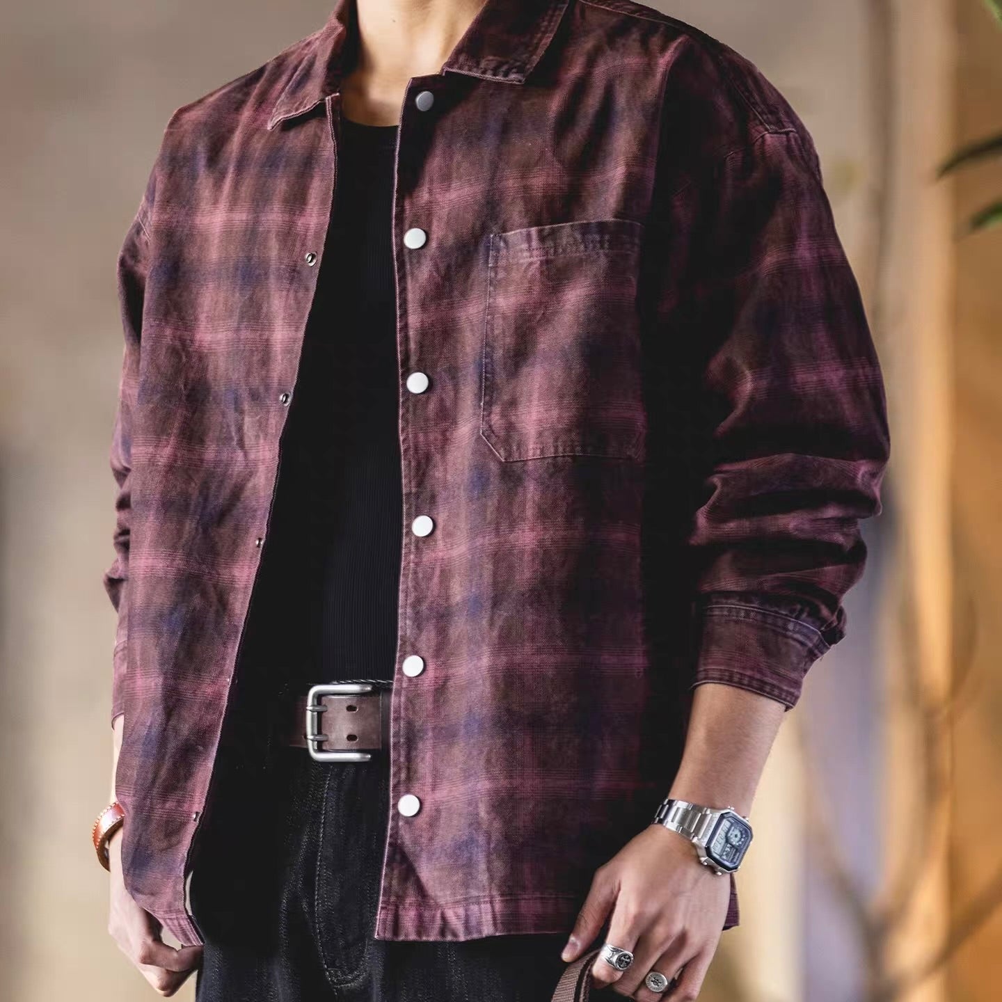 レトロ ウォッシュド チェックシャツ（2Colors）260075