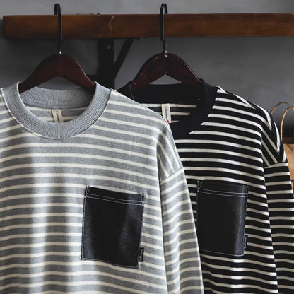 パッチポケット付 ボーダー プルオーバー（2Colors）260122