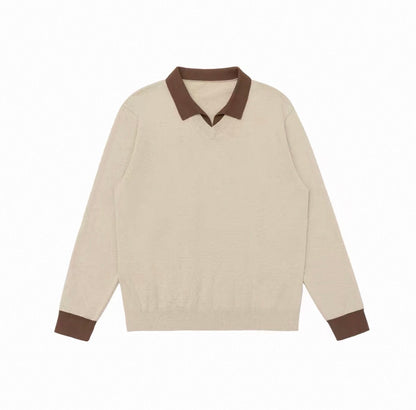 フェイクレイヤード ニット ポロシャツ（2Colors）260804