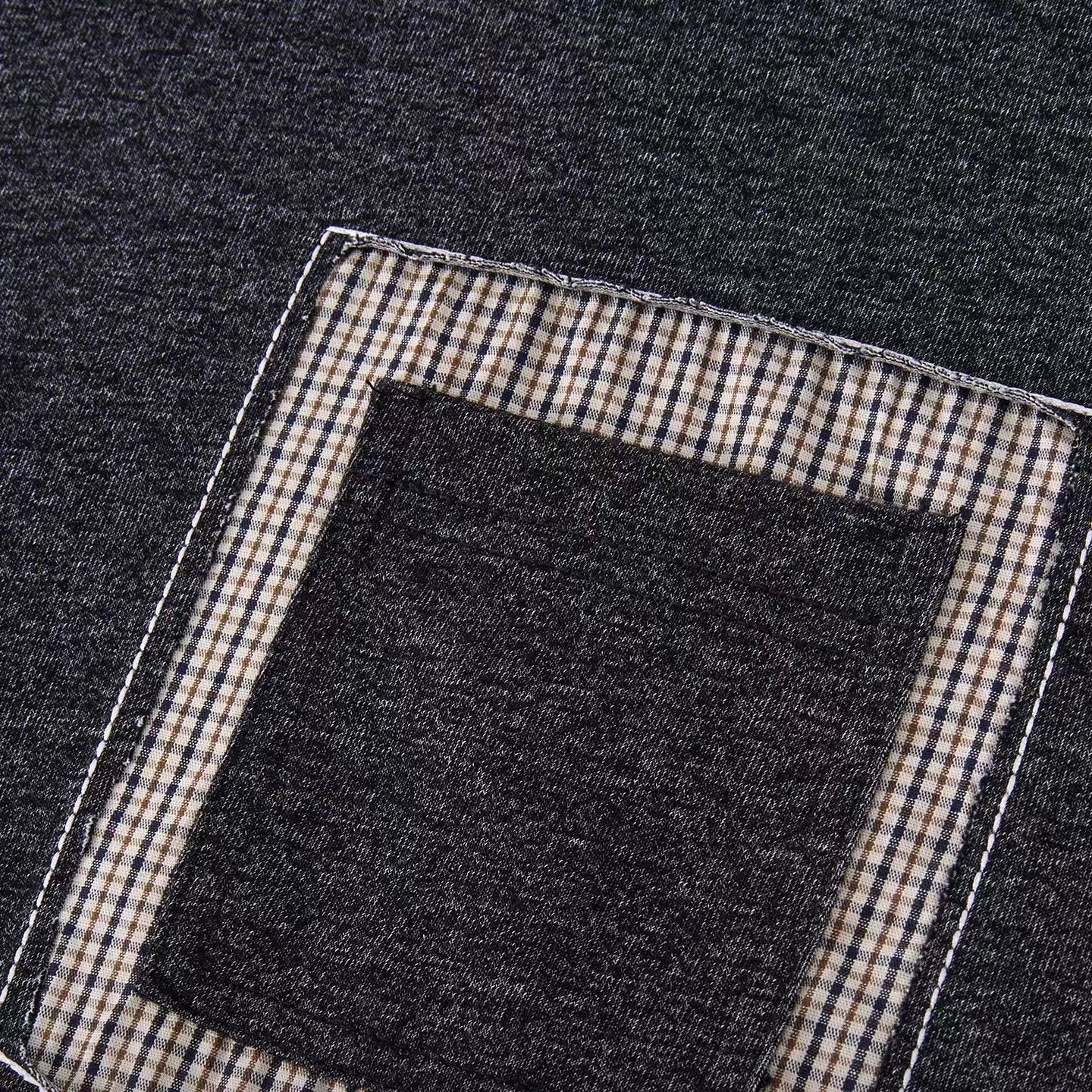 チェックパッチポケット付 シンプルTシャツ（2Colors）260467