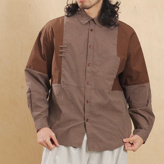 パッチワーク チェック デザインシャツ（3Colors）260157