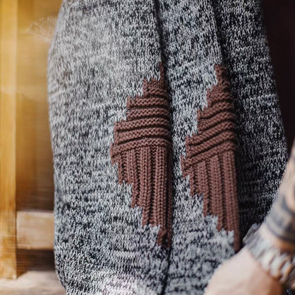 ショールカラー パッチワーク ニットプルオーバー（1Color）251080