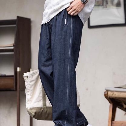 ワンポイントステッチ ストレート カジュアルパンツ（1Color）260193