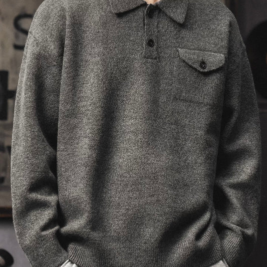 胸ポケット付 ポロカラーセーター（1Color）251037