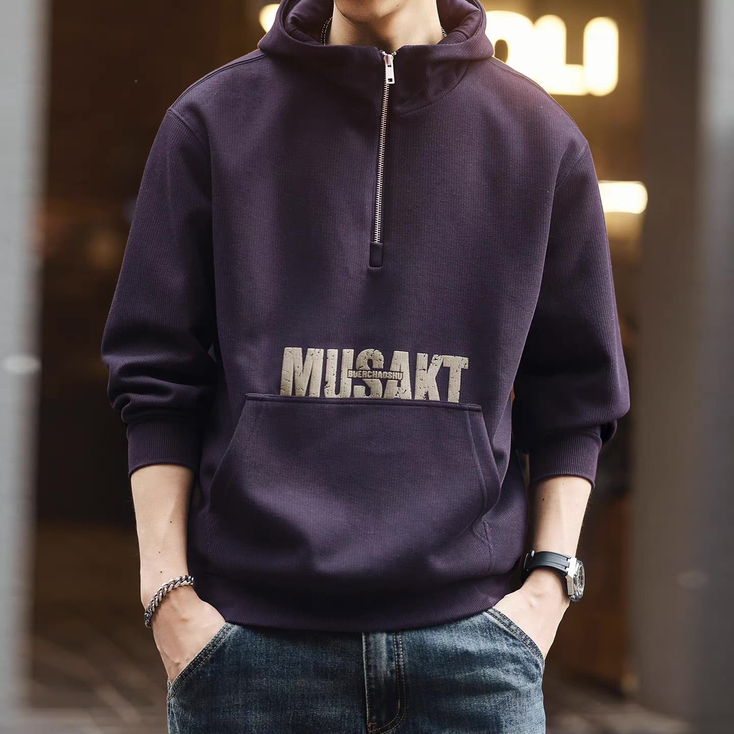 立体ロゴ ハーフジップ フーディー（3Colors）250936