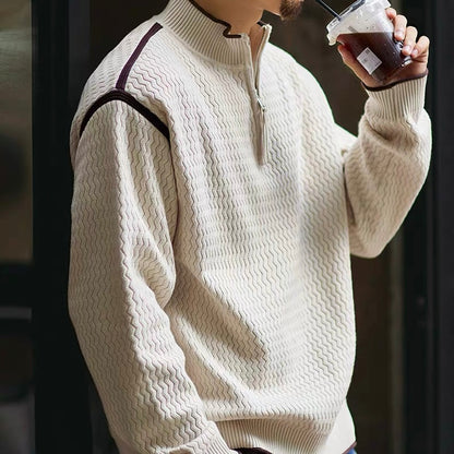 ウェーブデザイン ハーフジップ セーター（2Colors）250883