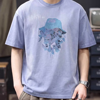 ウォッシュ加工 ハットモチーフ 半袖Tシャツ（3Colors）260526