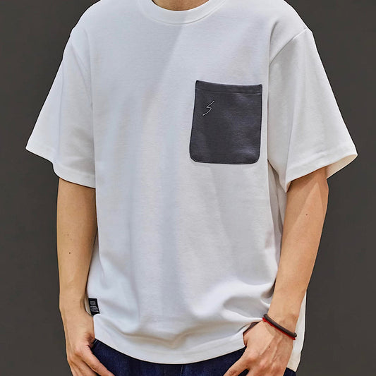 刺繍入りパッチポケット付 シンプルTシャツ（3Colors）250501