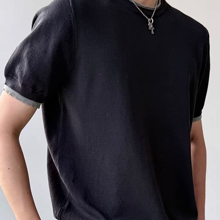リネン混 シンプル フェイクレイヤードTシャツ（3Colors）260540