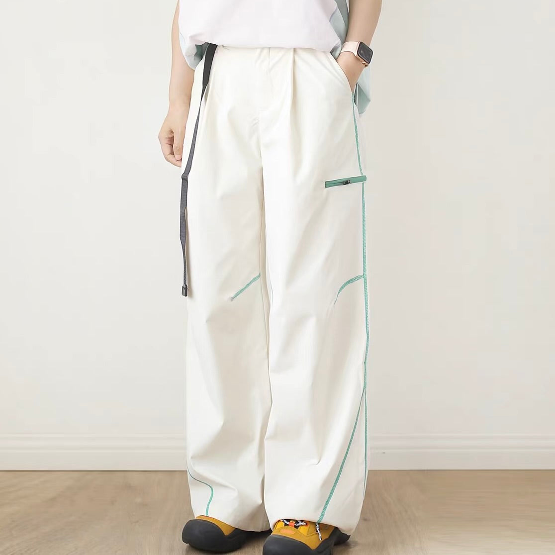 ロングベルト付 ステッチ ワイドパンツ（3Colors）260503
