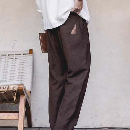 チェック柄パッチワーク イージーパンツ（1Color）260191