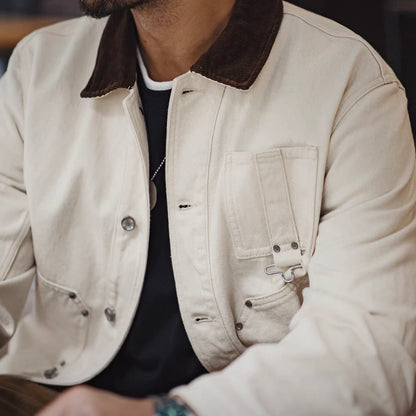 コーデュロイ襟 ホワイト ワークジャケット（1Color）260088