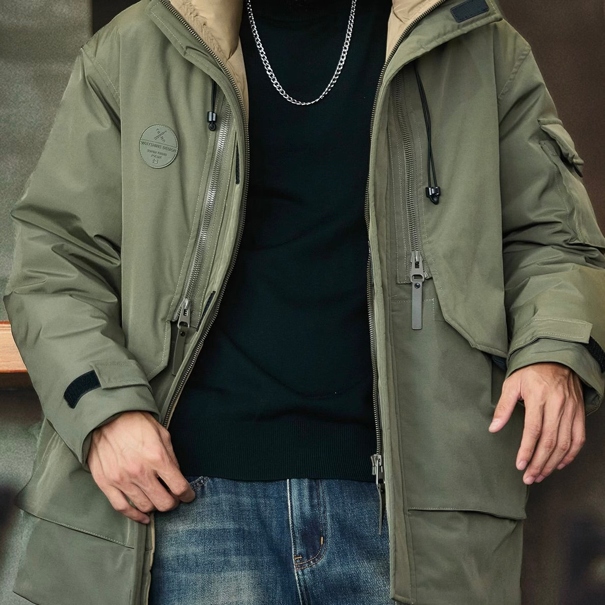 フード付 ミドル丈 ダウンジャケット（3Colors）251000