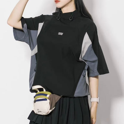 ジップ付スタンドカラー Tシャツ（2Colors）260502