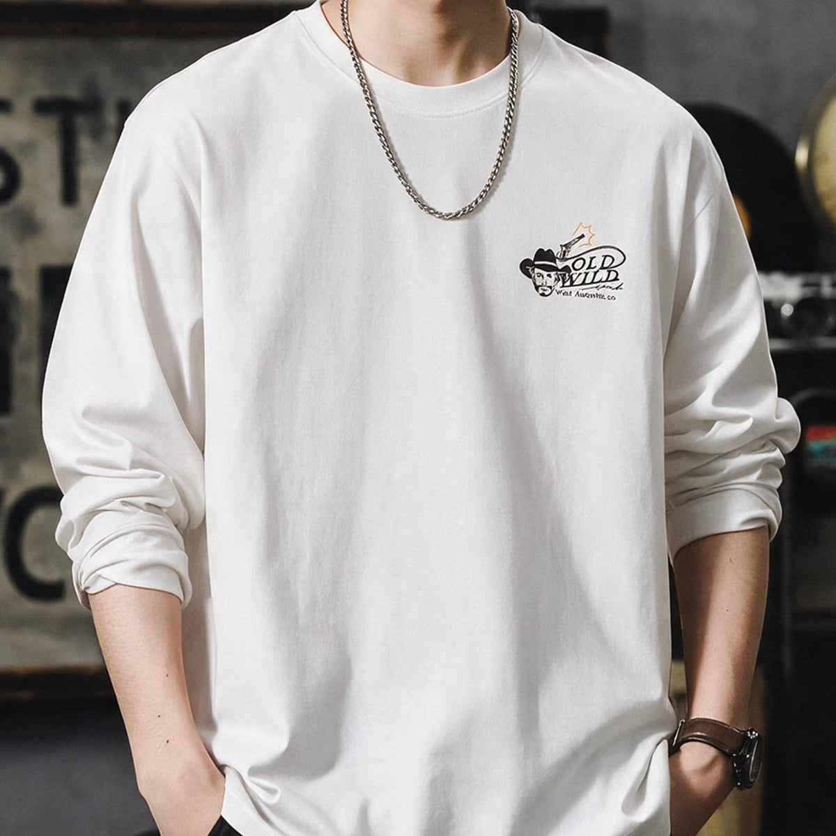 レトロプリント 長袖Tシャツ（1Color）260745