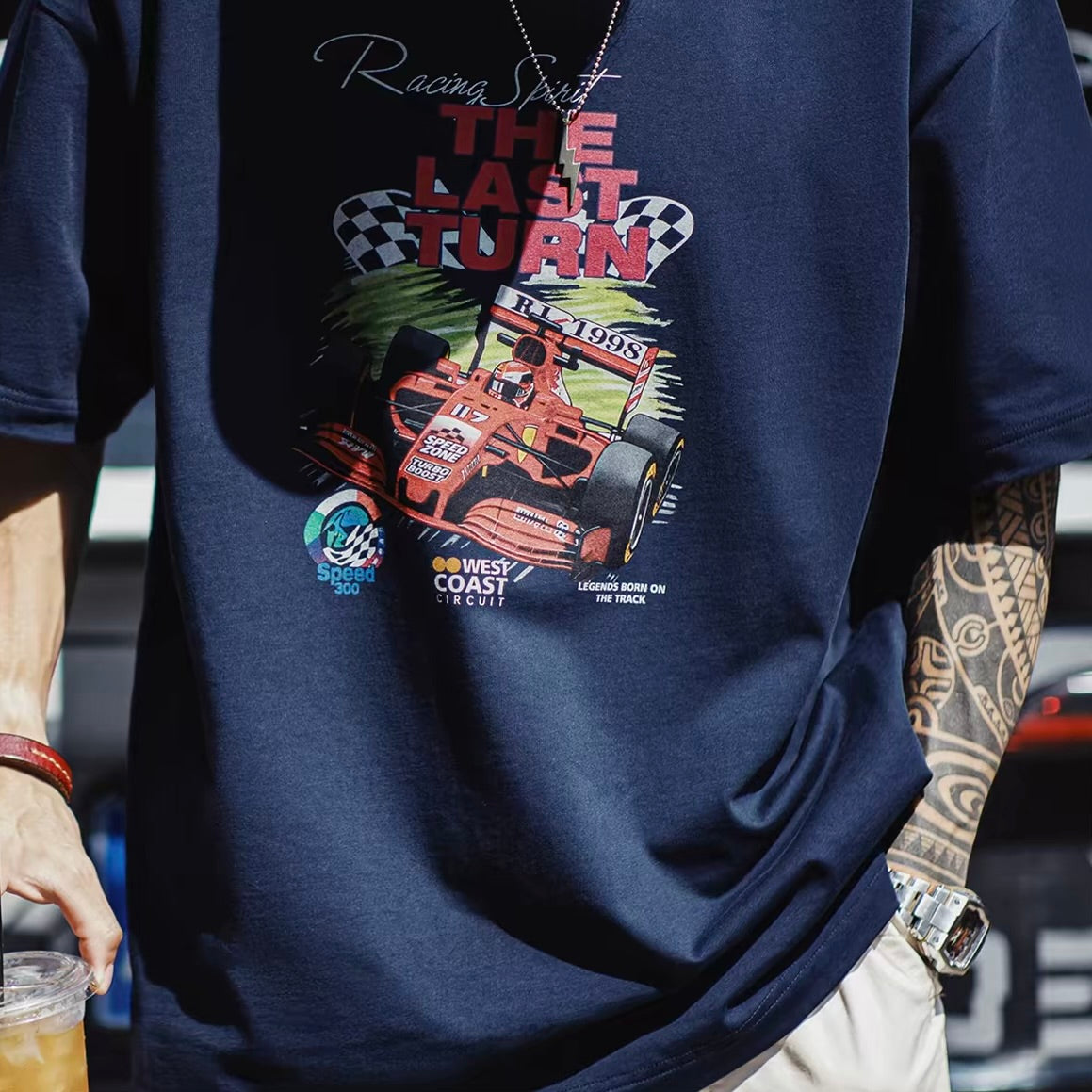 レトロ レーシングプリントTシャツ（1Color）260568