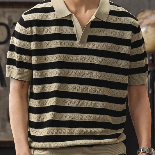 ボーダー ポロカラー ニットTシャツ（1Color）260187