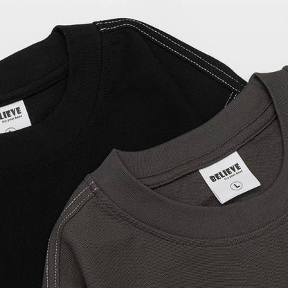 デザインステッチ 厚手 長袖Tシャツ（2Colors）260640