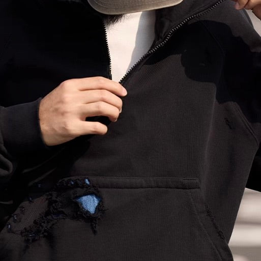 ダメージ ハーフジップ フーディー（1Color）250994