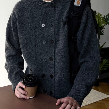 ダブルボタン デザインニットカーディガン（2Colors）250950