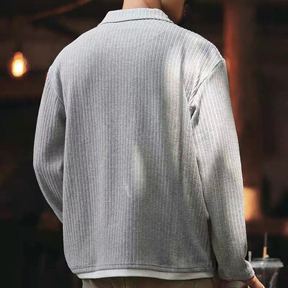 フェイクレイヤード ポロカラー ニットプルオーバー（2Colors）250856