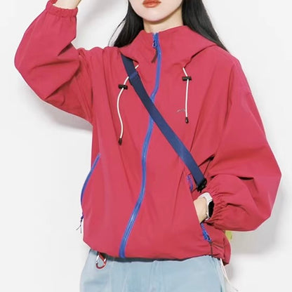 ワンポイントカラー シンプル マウンテンパーカー（6Colors）250710