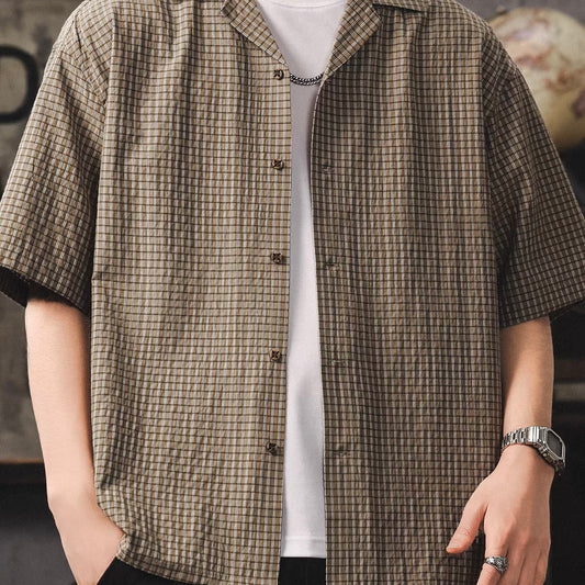 レトロ チェック オープンカラーシャツ（1Color）260301