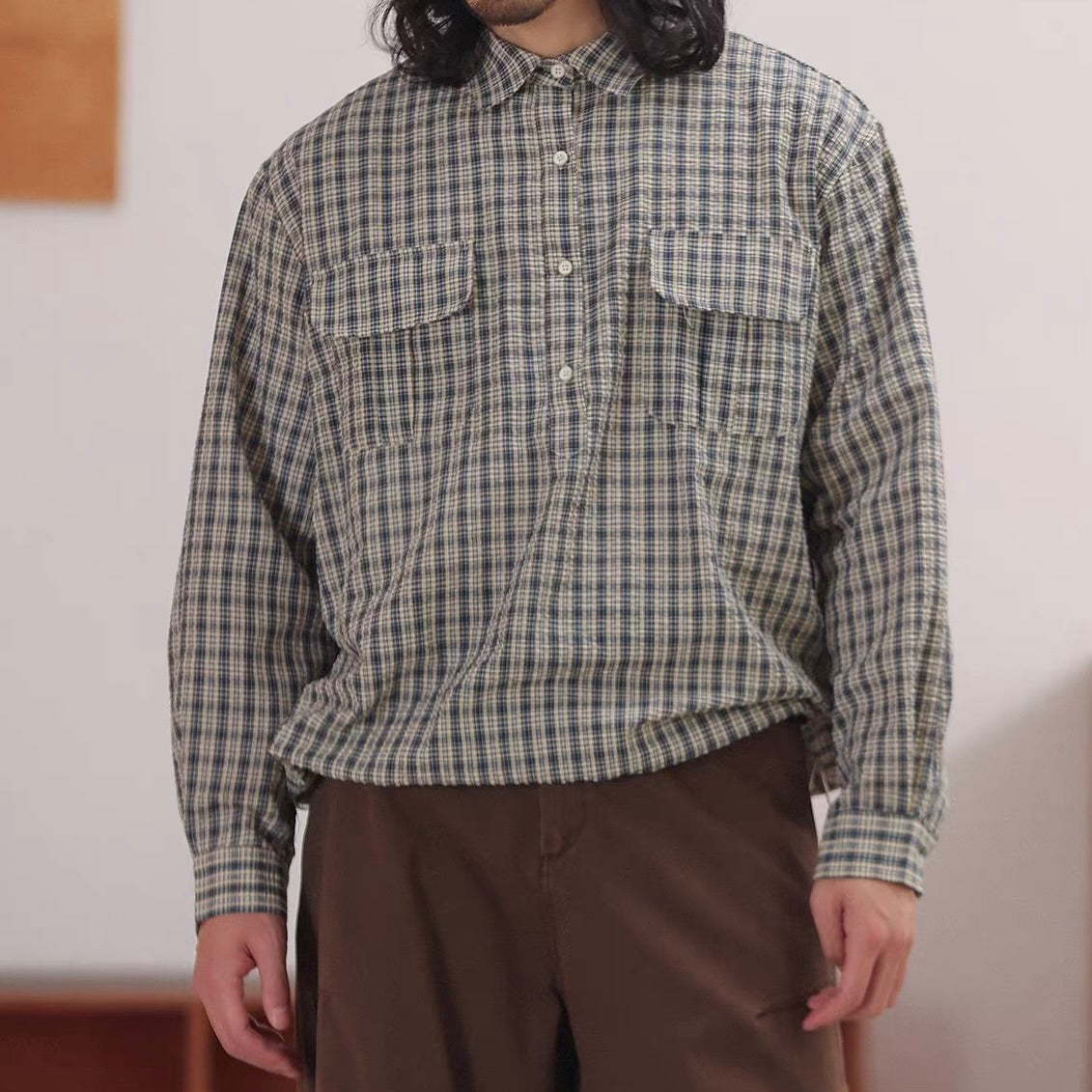 裾ドローコード ハーフボタン オーバーサイズシャツ（3Colors）260195