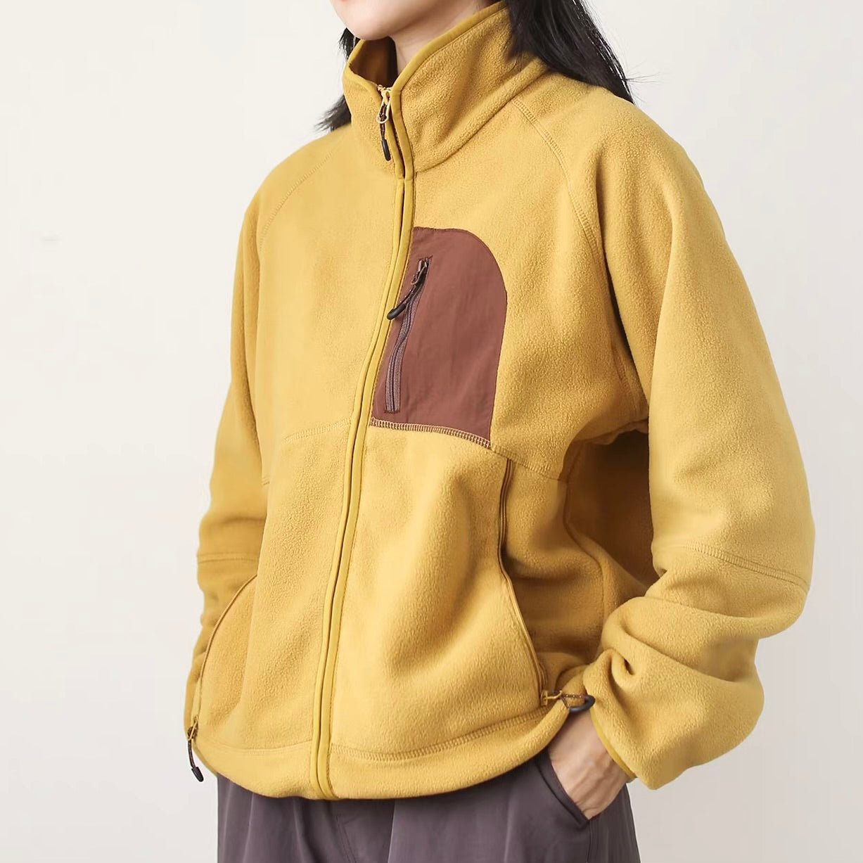 アクセントカラー スタンドネック フリースジャケット（4Colors）260010