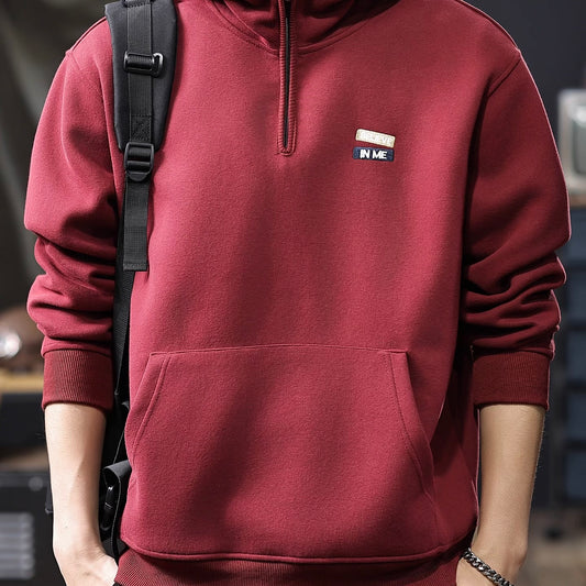 ワンポイントロゴ ハーフジップ フーディー（4Colors）251007