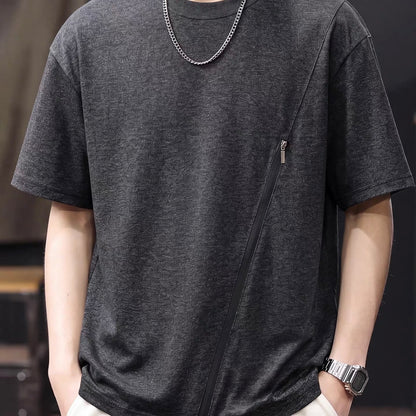 ジップデザイン シンプルTシャツ（2Colors）260454