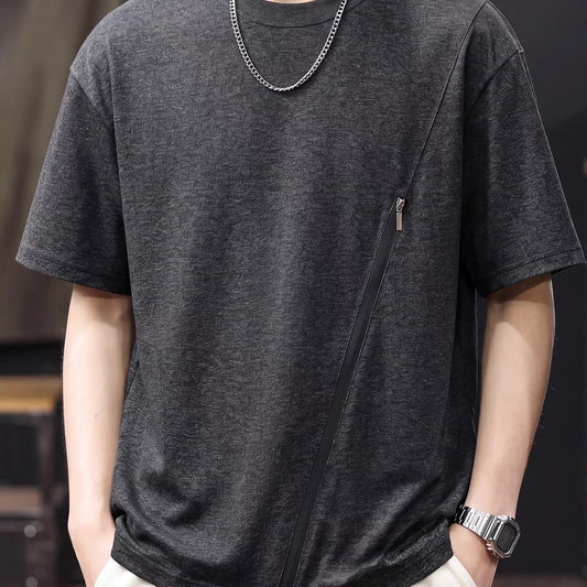 ジップデザイン シンプルTシャツ（2Colors）260454