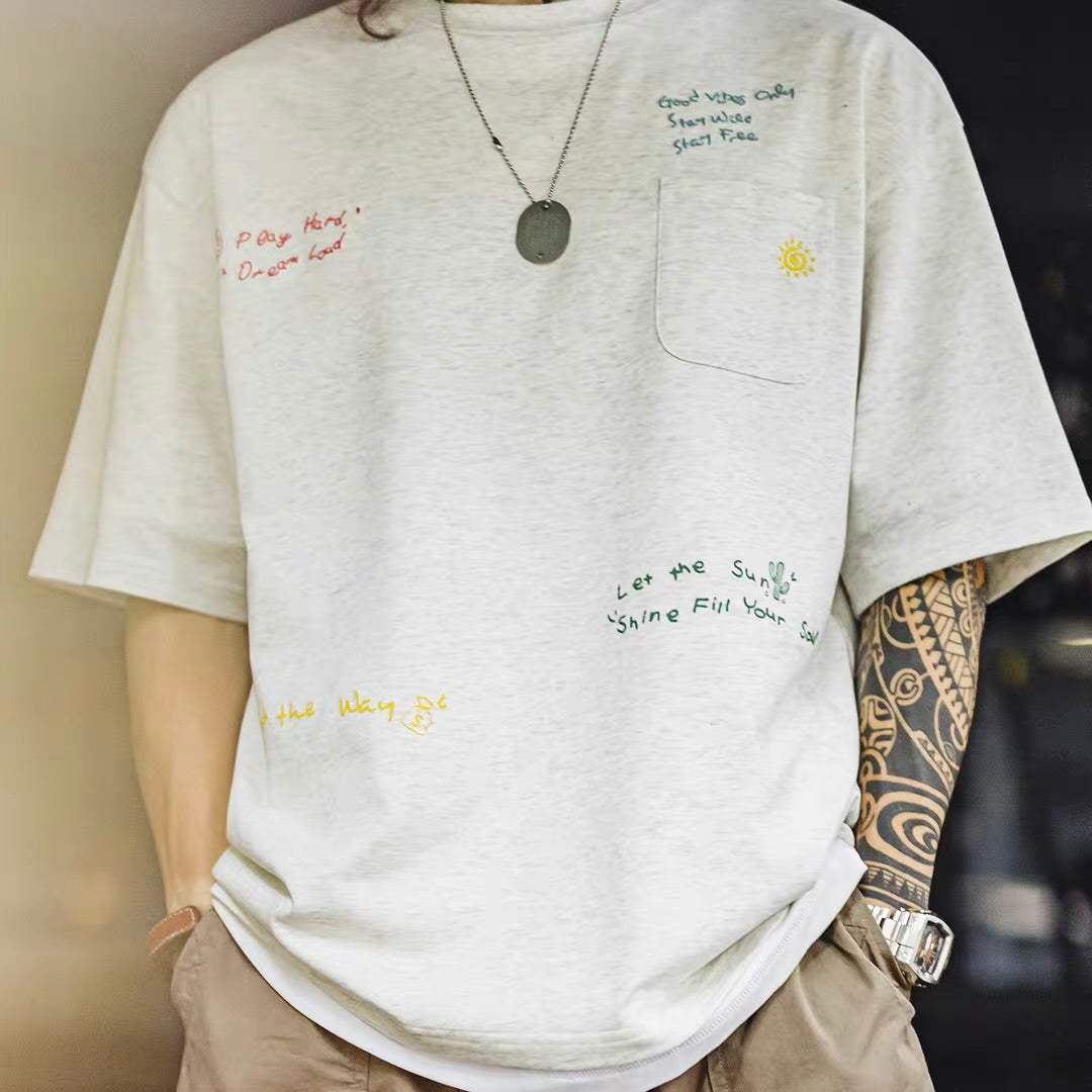 ワンポイント刺繍 リラックスTシャツ（2Colors）260576