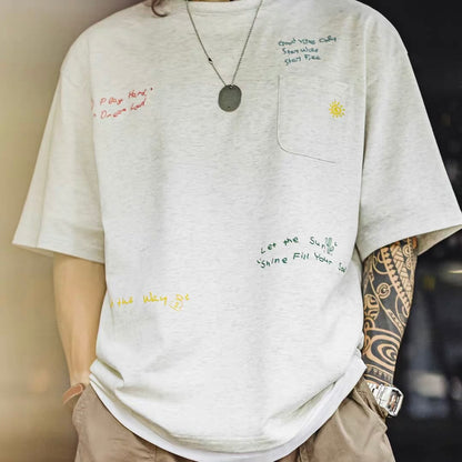 ワンポイント刺繍 リラックスTシャツ（2Colors）260576