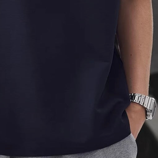 チェック襟付き ハーフジップポロシャツ（3Colors）260154