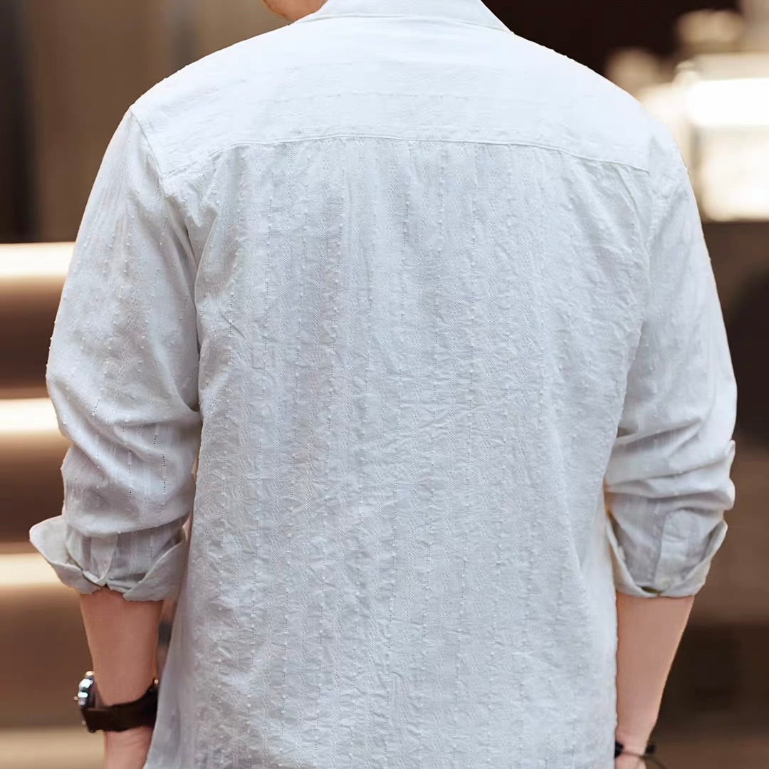 テクスチャー オープンカラー 長袖シャツ（3Colors）260217