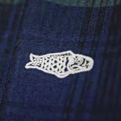 刺繍 ブルーグリーンチェックシャツ（1Color）250783