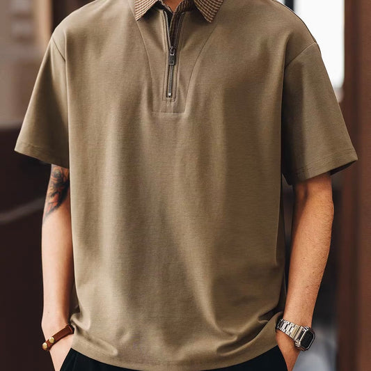 アメリカンレトロ ハーフジップ ポロシャツ（3Colors）260232