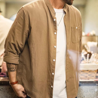 胸ポケット付 スタンドカラーシャツ（4Colors）260182