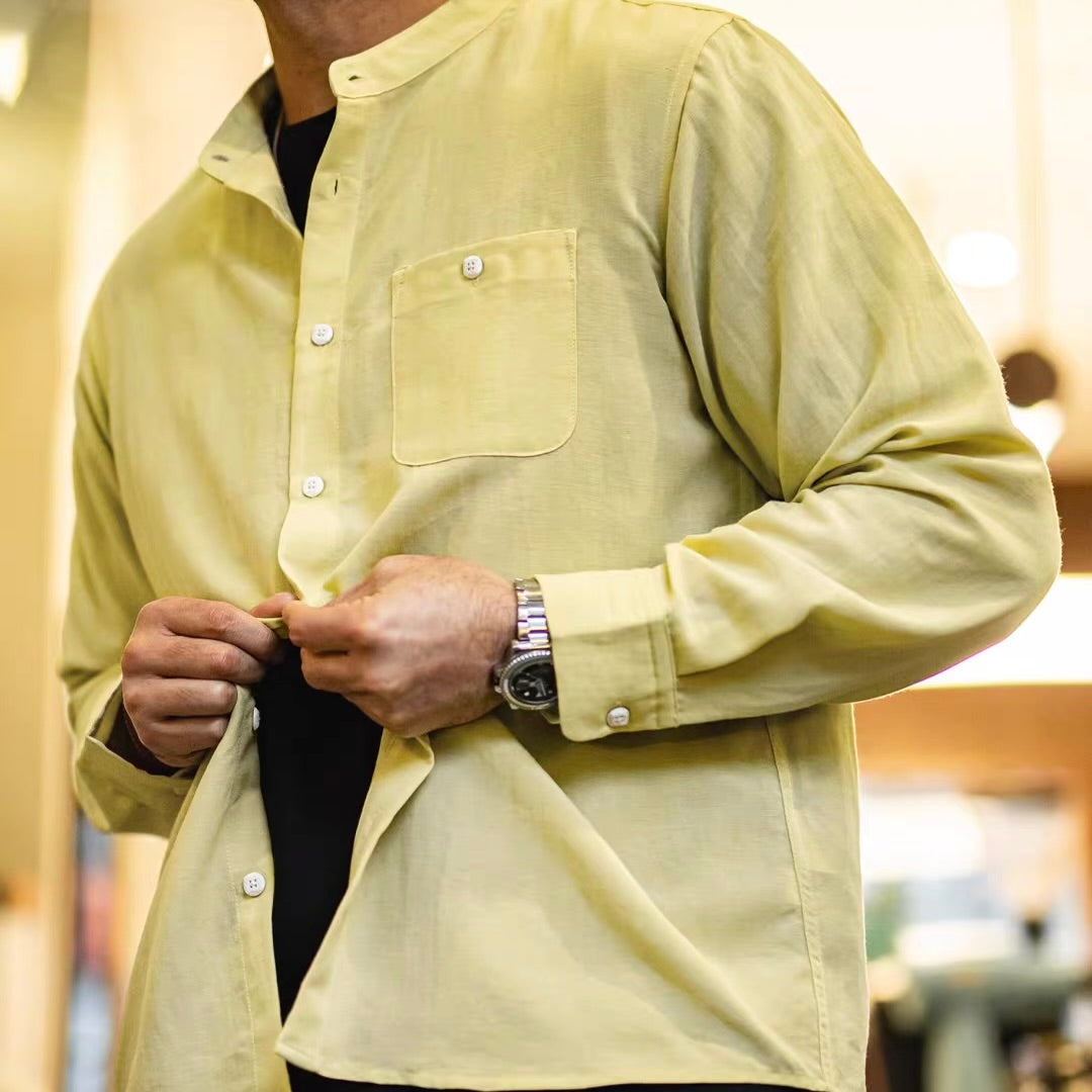 胸ポケット付 スタンドカラーシャツ（4Colors）260182