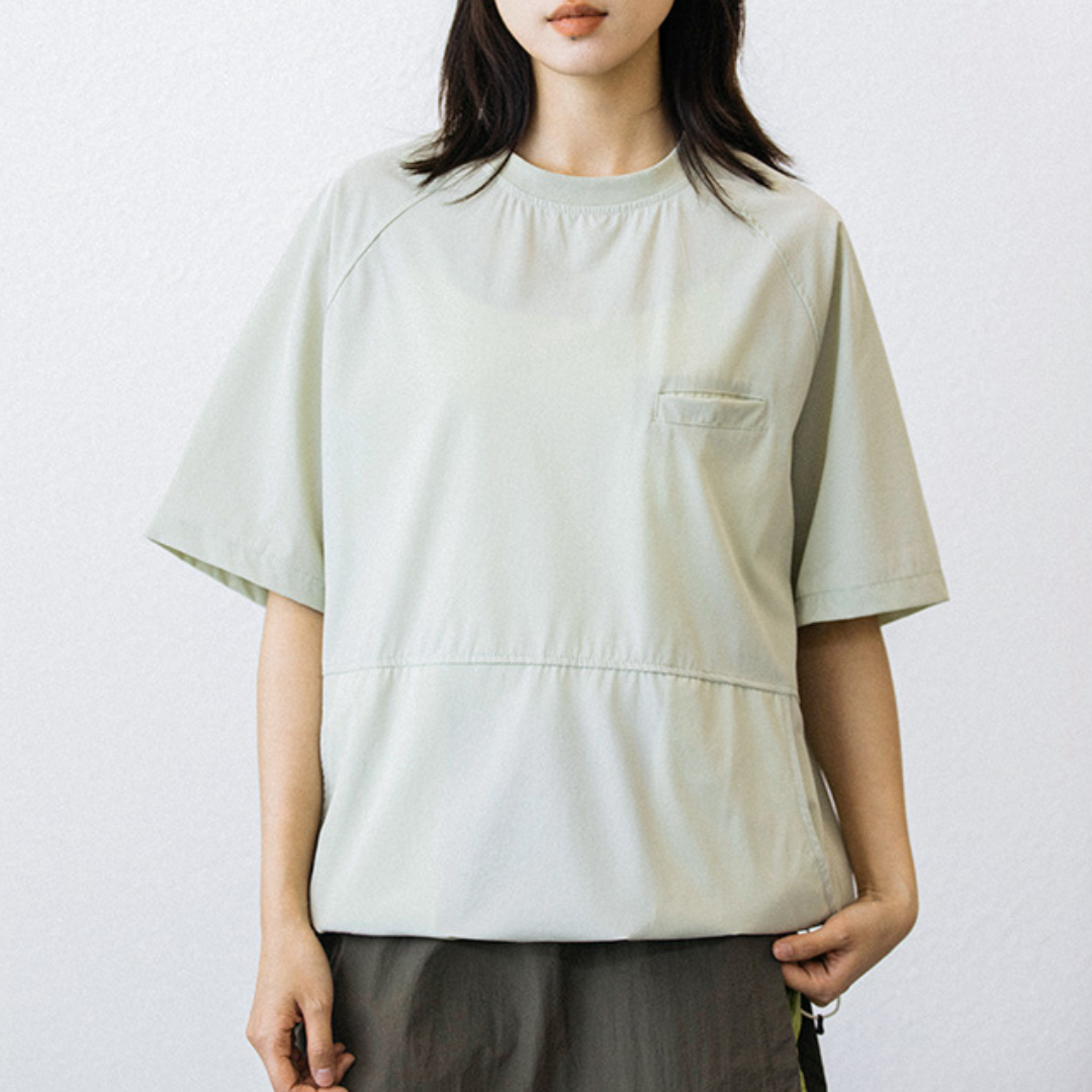 裾ドローコード サイドポケット付 オーバーサイズTシャツ（3Colors）240375