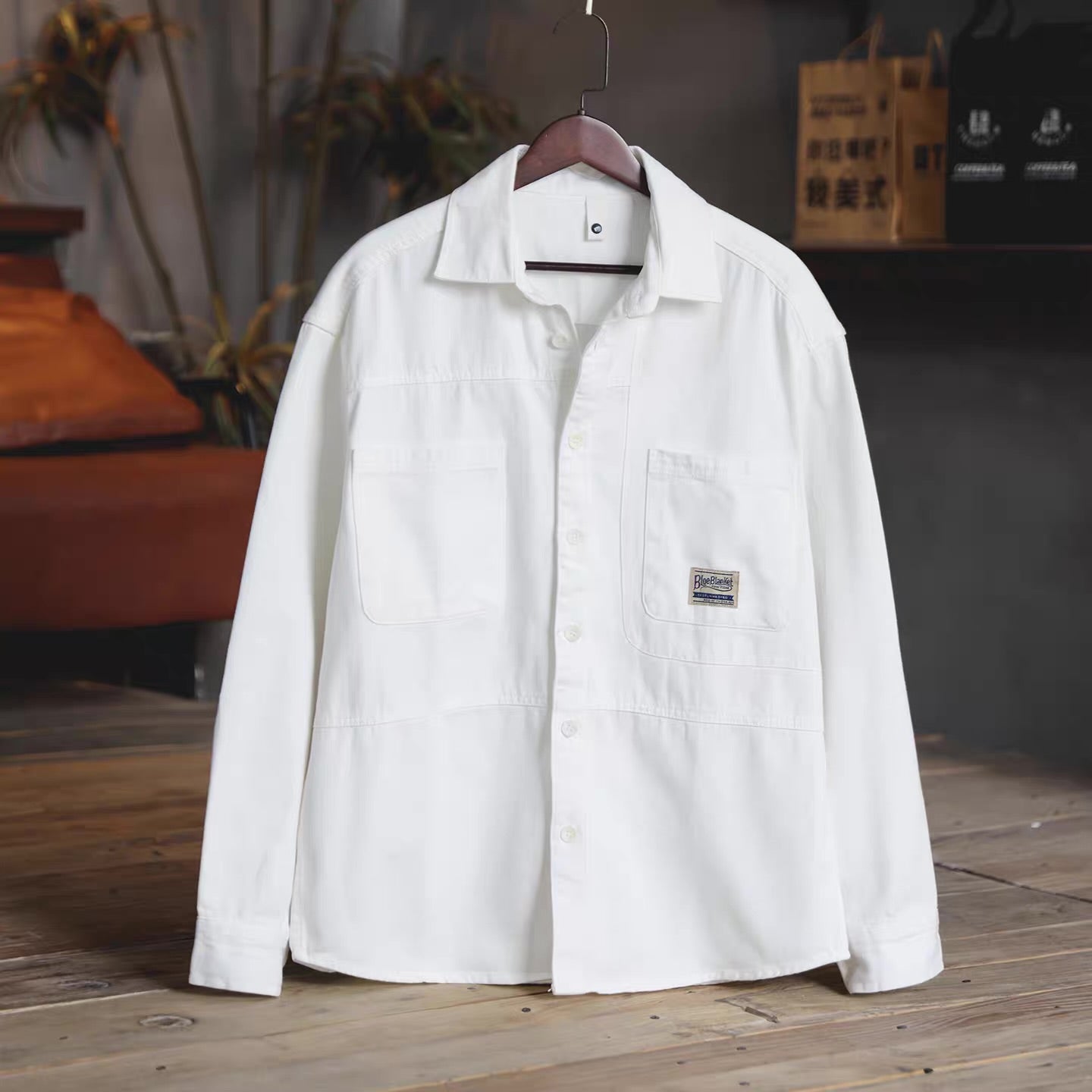 ワンポイントロゴ デザインステッチ ワークシャツ（4Colors）260212