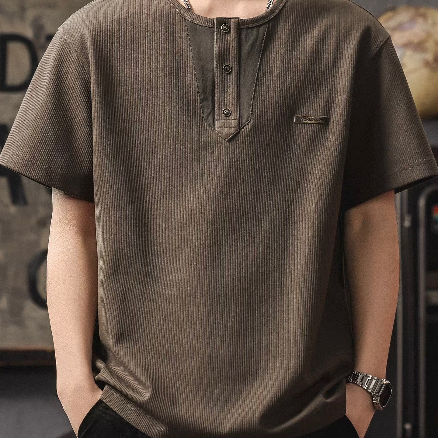 シンプル ヘンリーネックTシャツ（3Colors）260201