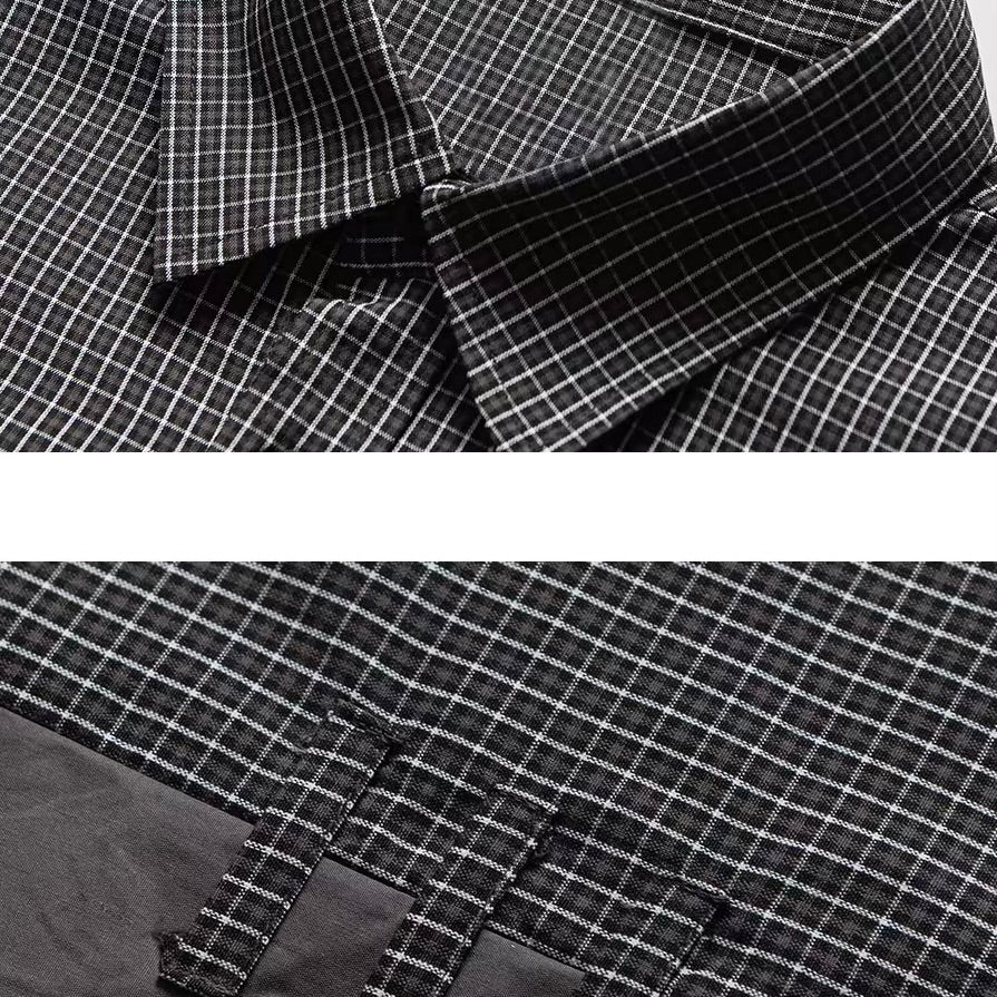 パッチワーク チェック デザインシャツ（3Colors）260157