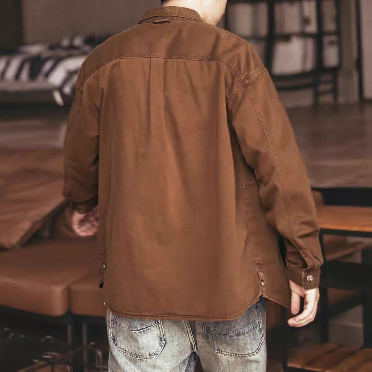 ロゴ入り デザインポケット付 ワークシャツ（3Colors）250799