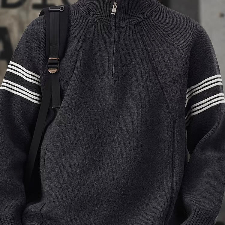 ラインデザイン ハーフジップ セーター（3Colors）251078