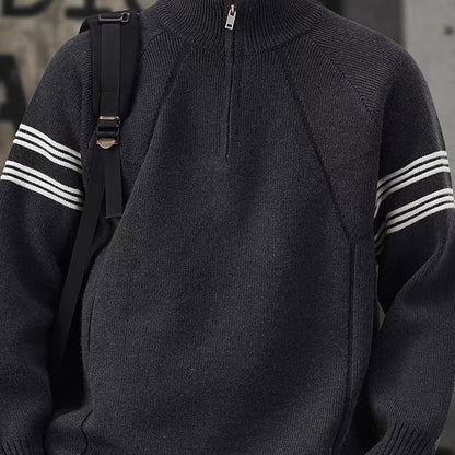 ラインデザイン ハーフジップ セーター（3Colors）251078