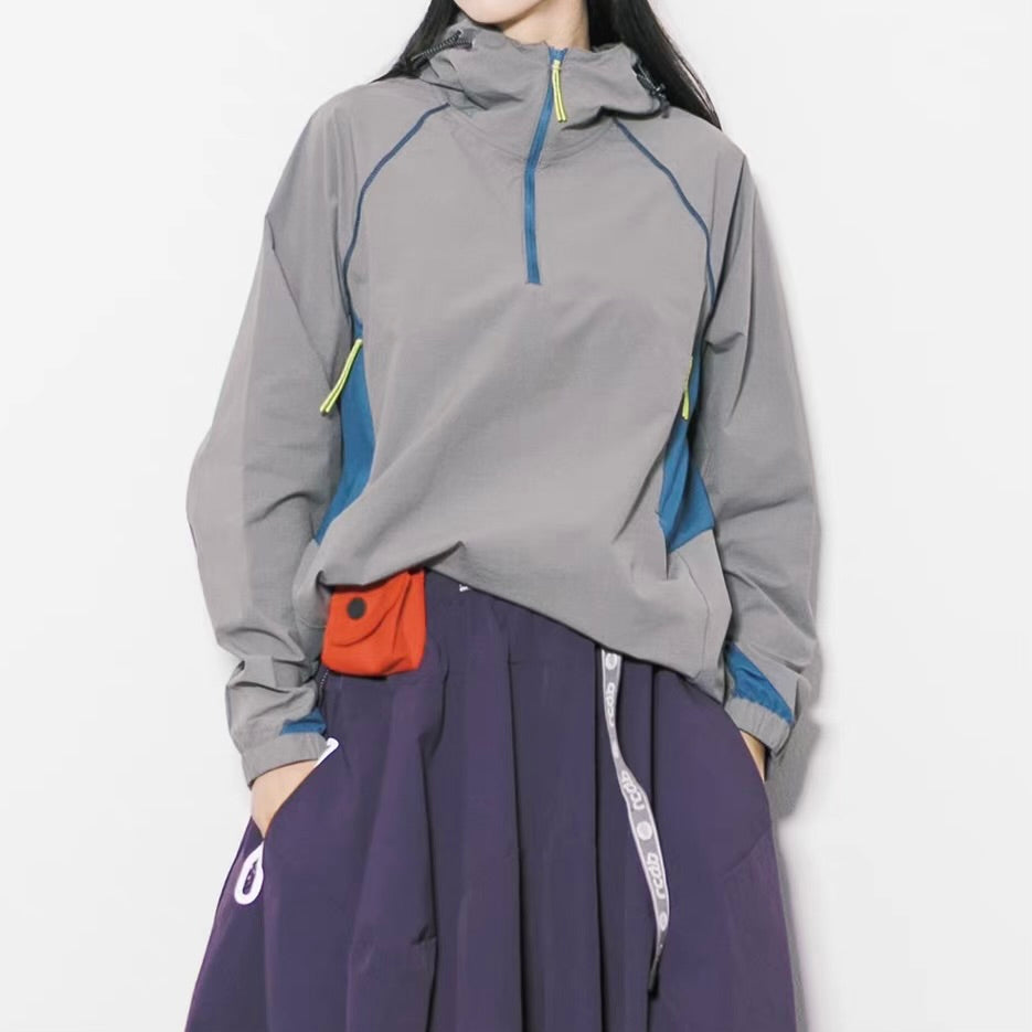 アクセントカラー ハーフジップ ライトジャケット（3Colors）260112