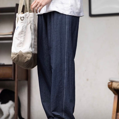 ワンポイントステッチ ストレート カジュアルパンツ（1Color）260193