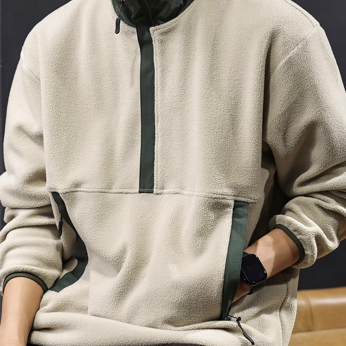 スタンドカラー ハーフジップ フリースジャケット（1Color）250901